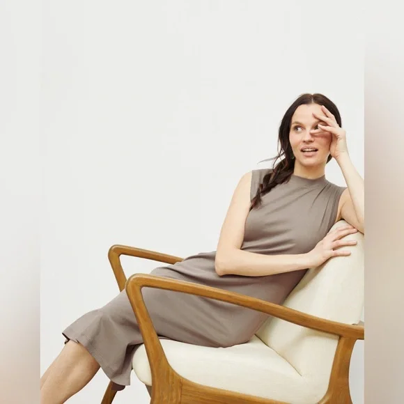 MM Lafleur Pebble Brown Sleeveless Lou Midi Dress XS - Picture 3 of 15